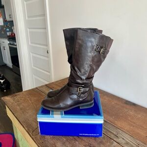 White Mountain Slouchy Brown Knee-High Boots